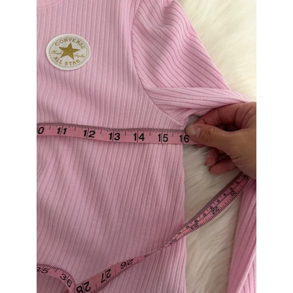Converse - Girl's Ribbed Cropped Pink Logo Size 8/10‎